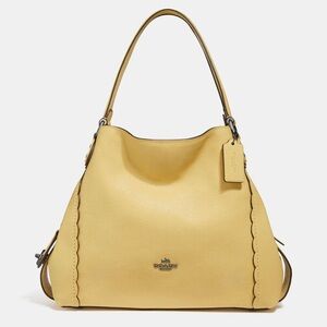 Coach Edie 31 RARE Scalloped Pebbled Shoulder Bag Butter Yellow Purse MSRP $500